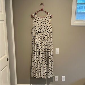 Polka Dot Sleeveless Maxi Dress - Cream & Navy